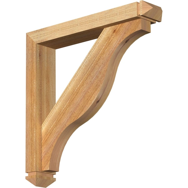 Ekena Millwork Funston Arts and Crafts Rough Sawn Bracket w/ Offset Brace, Western Red Cedar, 4"W x 22"D x 22"H BKT0402X22X22FST03RWR - main